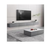Unidad de TV Flotante Mueble de TV flotante montado en la pared, unidad de TV flotante con puerta abatible y cajones, consola multimedia de entretenimiento gris moderna con almacenamiento for sala de