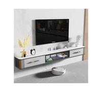 Unidad de TV Flotante Unidad de TV flotante debajo del televisor con gran espacio de almacenamiento, consola multimedia flotante de lujo moderna con puerta abatible de vidrio y escritorio Rock Plate,