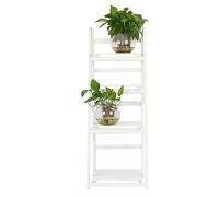 Unidad de Visualización de Estante de Escalera de 4 niveles: Estantería Rústica de Estantería Plegable Marrón con Bastidores de Almacenamiento de Flores de Plantas para Decoración del Hogar (WHITE)
