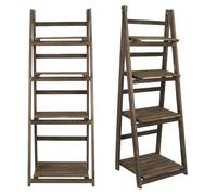 Unidad de Visualización de Estante de Escalera de 4 niveles: Estantería Rústica de Estantería Plegable Marrón con Bastidores de Almacenamiento de Flores de Plantas para Decoración del Hogar (WHITE)