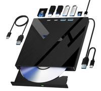 Unidad externa de CD/DVD 7 en 1 para portátil, reproductor de DVD portátil para portátil con puerto SD/TF, unidad de DVD externa con USB 3.0/tipo C, unidad de CD USB para PC Windows Linux