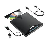 Unidad Externa de CD/DVD con 4 Puertos USB y 2 Ranuras for Tarjetas TF/SD, Reproductor, Grabador Lector portátil 3.0