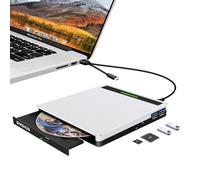 Unidad externa de CD DVD Tragabar USB 3.0 tipo C CD DVD+ RW ROM reproductor de disco óptico fino para portátil Mac MacBook escritorio PC Windows11 10 8 7 XP Vista Linux con ranura SD TF y 2 USB