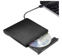 Unidad externa de CD/DVD USB 3.0, gran compatibilidad con PC y Mac, diseño con cable USB integrado, delgada, ligera y resistente a los golpes,