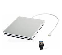 Unidad externa de CD DVD USB C Ultra Slim CD DVD grabador/escritor/lector USB Superdrive Disc Duplicator para MacBook Pro/Air/Mac/M1/portátil/Windows10 (plata)