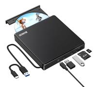 Unidad Externa de CD y DVD, USB 3.0 y Tipo C CD/DVD +/-RW ROM, grabadora de grabadora con Puertos SD/TF y USB, Unidad de Disco óptico para Laptop, PC, Winodws 11/10, Mac, MacBook Pro, Air, Apple iMac