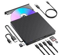 Unidad externa de DVD CD externa, USB 3.0, USB C, unidad de CD externa para ordenador portátil, escritorio, PC, MacBook, iMac, DVD +/-RW, grabadora óptica, unidad de DVD externa para Windows 11/10/8/7