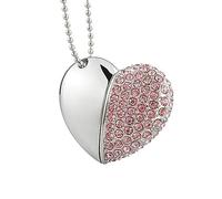 Unidad flash de 32 GB con colgante en forma de corazón 2.0, unidad USB bonita cordiforme, joyería de memoria, memoria USB, como regalo, disco duro, cable de fotos de mi computadora (rosa, D)