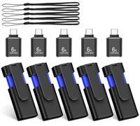 Unidad flash USB de 4 GB, paquete de 5 unidades TEWENE USB 2.0 y 5 adaptadores USBC