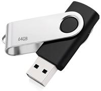Unidad flash USB de 64 GB, USB 3.2 para PC, tablet, Mac, MacBook, teléfono inteligente, memoria de alta velocidad para almacenar 16.000 canciones, 21.600 fotos, 960 minutos de video (negro)