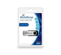 Unidad flash USB MediaRange MR913 128 GB USB tipo A 2.0 Girar negro plata