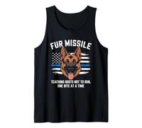 Unidad K9 Fur Missile Police Dog, Delgada línea Azul, Bandera Estadounidense Camiseta sin Mangas