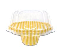 Unidades 100 Plastic Cup CC 100 Copa de plástico con tapa para helados yogur y Macedonie for Ice Cream Kristal Amarillo Yellow