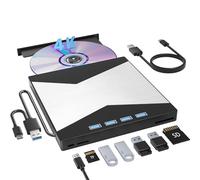 Unidades BLU Ray externas, grabadora BLU Ray portátil 4K USB 3.0 Tipo C UHD BD con Puerto SD/TF, grabadora de CD/DVD R/W 3D BLU Ray, Unidad BLU Ray Externa 4K Compatible con Windows Mac OS Laptop