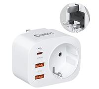 Unidapt Adaptador de Viaje 20W UK, Adaptador de Enchufe Carga Rápida 4 en 1 PD y QC 3.0 con 2 Puertos USB y 1 Puerto USB-C para Reino Unido, Irlanda, Maldivas, Certificación CE