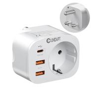Unidapt Adaptador de viaje de Alemania a Sudáfrica, tipo M con 3 USB y 1 USB C 20 W PD, adaptador de enchufe para Sudáfrica, Namibia, Lesotho, Mozambique
