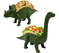 Unido Box Soporte para tacos de dinosaurio - Plato de plástico para niños - Verde ejército - Juego de 2-1 Triceratops, 1 Brontosaurus (2)