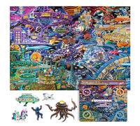 UNIDRAGON Original + IC4 Design Puzzle de Madera, Quezzle Space Adventures - Juego de Mesa para Adultos y niños, Forma única de Piezas de Rompecabezas, 1000 Unidades, 28,1 Pulgadas х19,8