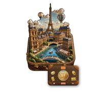 UNIDRAGON Rompecabezas de madera para adultos rompecabezas único de París en estuche 36 x 50 cm 500 piezas