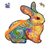 UNIDRAGON Rompecabezas Originales de Madera - Conejo Precioso, 309 Piezas, Tamaño Grande Size 36 x 37 cm, Bonito Paquete de Regalo, Forma Única, Mejor Regalo para Adultos y Niños