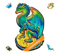UNIDRAGON Rompecabezas Originales de Madera - Dragón Guardián, 97 Piezas, Pequeño 16 х 26 cm, Bonito Paquete de Regalo, Forma Única, Mejor Regalo para Adultos y Niños