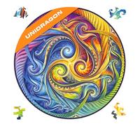 UNIDRAGON Rompecabezas Originales de Madera - Encarnación de Mandala en Espiral, 350 Piezas, Tamaño Grande 33 x 33 cm, Bonito Paquete de Regalo, Forma Única, Mejor Regalo para Adultos y Niños