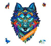 UNIDRAGON Rompecabezas Originales de Madera - Lobo Majestuoso, 185 Piezas, Mediano 24 x 33 cm, Bonito Paquete de Regalo, Forma Única, Mejor Regalo para Adultos y Niños