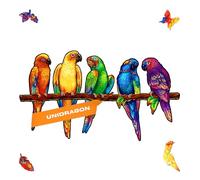 UNIDRAGON Rompecabezas Originales de Madera - Loros Juguetones, 104 Piezas, Pequeño 33 x 19 cm, Bonito Paquete de Regalo, Forma Única, Mejor Regalo para Adultos y Niños