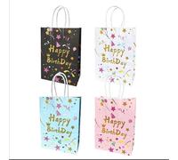 Unids Feliz Cumpleaños Bolsa de Regalo de Papel con Asa Feliz Cumpleaños Fiesta Dulces Bolsas de Embalaje Niños Fiesta de Cumpleaños Favores Bolsas-mix 4pcs_a-15x21x8cm 4pcs