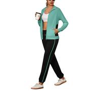 Uniexcosm Chándal Mujer Completo Chándal Mujer Invierno Conjunto Deportivo Mujer de 2 Piezas Chaqueta con Cremallera y Pantalones Deportivos para Fitness Jogging Verde frijol gris S
