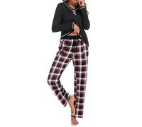 Uniexcosm Pijama Mujer Conjunto Dos Piezas con Botones y Volantes