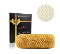 Unifab Esponja de red africana real africana exfoliante, esponja de baño, paño exfoliante, paño de red africana, limpiador corporal para ducha, color amarillo