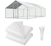 UNIFAMILY 2 fundas impermeables para gallinero, lona blanca de 11.1 x 6.2 pies, tienda de campaña de gallinero para sombra, cubierta de corral para resistencia al sol