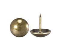 Unifizz 50 tachuelas decorativas para tapicería de 16 mm x 16 mm, cabeza redonda, para muebles, tono bronce, para sofá, silla, cabeceros, alfombras, carpintería