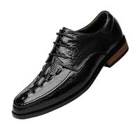 Uniform Dress Shoes for Men Faux Leather Lace-up Plain Toe Block Heel Non Slip Anti-Slip Slip Resistant Casual(Noir,42 EU)
