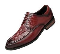 Uniform Dress Shoes for Men Faux Leather Lace-up Plain Toe Block Heel Non Slip Anti-Slip Slip Resistant Casual(Rouge,43 EU)