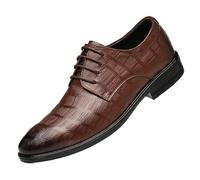 Uniform Formal Shoes for Men Vegan Leather Lace-up Round Toe Anti-Slip Slip Resistant Rubber Sole Party(Brown,37 EU)