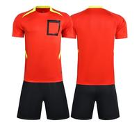 Uniforme de Árbitro Deportivo con Manga Corta - Secado Rápido para Adultos y Adolescentes (Rojo, 2XL)