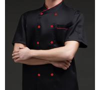 Uniforme de Chef de Manga Corta, Color Sólido y Botón para Hombre, Ideal para Hoteles, Restaurantes y Cocinas, Ropa para Fondue y Repostería