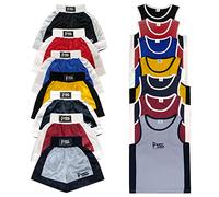 Uniforme de de Boxeo para niños - Conjunto de 2 Piezas (Camiseta y Pantalones Cortos) - para niños de 3 a 14 años - 13-14 años, Granate