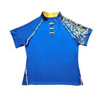 Uniforme de Kung Fu Master Milk Shreds, Camiseta de Taichi de Artes Marciales for Hombres, Manga Corta, Secado rápido para Tai Chi, Artes Marciales(Blue Top,For Height 110cm)