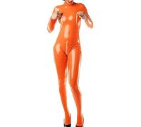 Uniforme De Látex 100% Goma Cosplay Catsuit Fiesta 0,4mm Personalizar,Naranja,XS