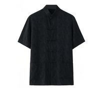 Uniforme de Tai Chi de manga corta para hombre, traje Tang de tela de algodón tradicional chino de Kung Fu, chaqueta transpirable para artes marciales M