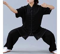 Uniforme De Tai Chi para Hombres Y Mujeres Verano Respirable Algodón Y Lino Manga Corta Ropa De Entrenamiento De Kung Fu De Artes Marciales Unisexo Ropa De Casa,005,XXL