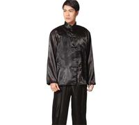 Uniforme de Tai Chi Traje de Kung Fu seda for hombre, pijamas satén con bordado dragón Tang, trajes, chaqueta, pantalones, conjuntos para Kung Fu(Black,XL)