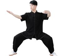 Uniforme De Tai Chi Traje Tradicional Chino De Kung Fu, Ropa De Artes Marciales De Manga Corta para Meditación Zen, Wing Chun Ropa para Hacer Ejercicio Matutino A,S