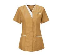 Uniforme de Trabajo para Mujer Manga Corta Camisetas degradados Color Sólido Respirable Túnica Tops con Bolsillos Moda Casual Verano Basic Suelto Cuello en V Tops Apto para Limpiadores