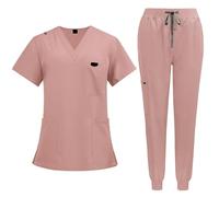 Uniforme Enfermera Conjunto médico Unisex de Manga Corta y Secado rápido: Uniforme Trabajo Dental hospitalario 2 Piezas for médicos Enfermeras(Pink,XXL)