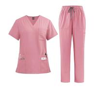 Uniforme Enfermera Conjuntos de Uniforme médico for Mujer, Camisetas de Hospital, Pantalones, Accesorios de Enfermera, clínica Dental, salón de Belleza, Ropa de Trabajo, Traje.(Pink,M)