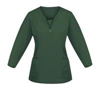Uniforme Enfermera Top médico de Manga Larga for Mujer, Uniforme Trabajo Invierno y otoño for Enfermeras cirujanos, Blusa Enfermera con Cuello en V(Dark Green,S)
